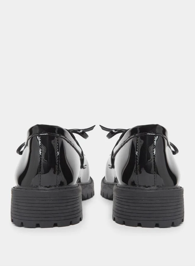 Take Two  Solid Chunky Heel Patent Leather Loafers for Women | Best Price UAE